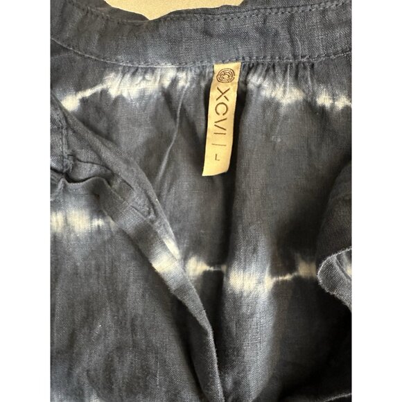 XCVI Top Womens Large L tie-dye lagen look casual artsy artist tunic 100% linen - Picture 13 of 15